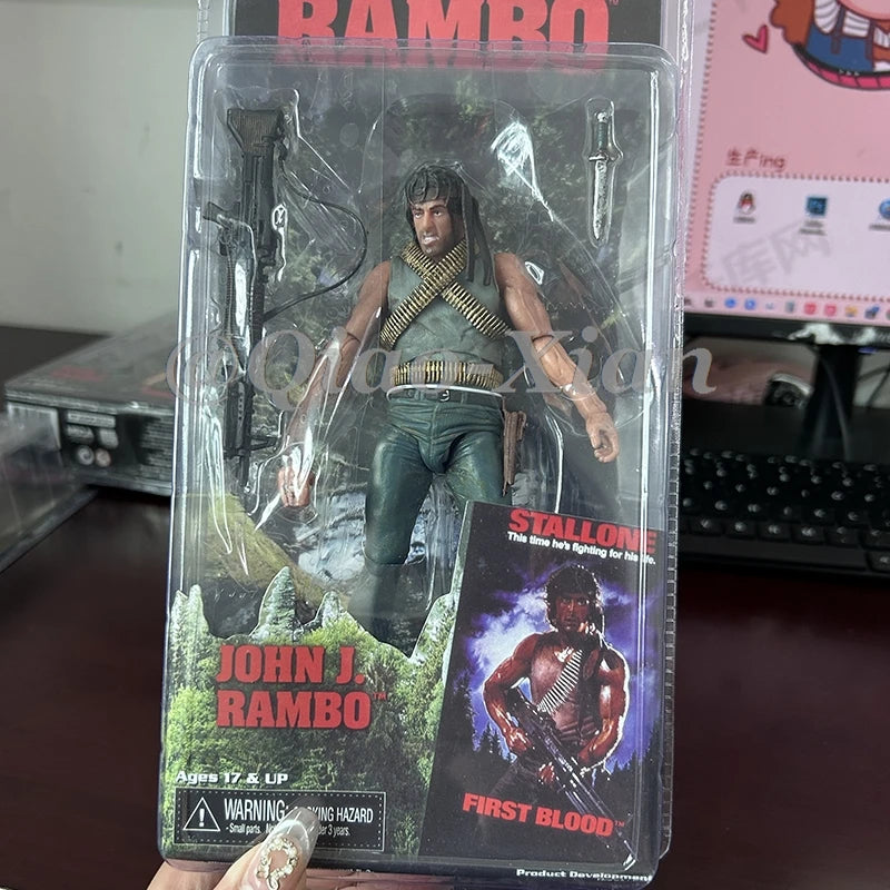NECA First Blood John Rambo Action Figure Sylvester Stallone Film Model Toy