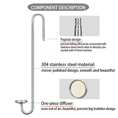 Aquarium CO2 Diffuser Stainless Steel for Aquatic Plant Growth 250-400mm