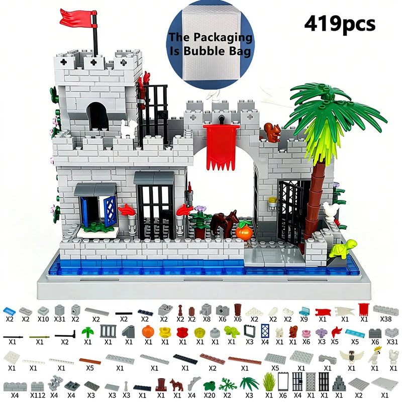 Medieval Knight Castle Building Blocks MOC Construction Scene Brick Toy Set