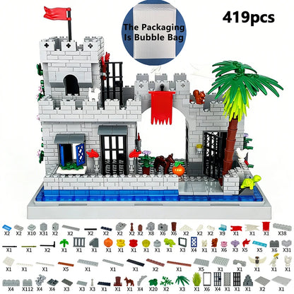 Medieval Knight Castle Building Blocks MOC Construction Scene Brick Toy Set