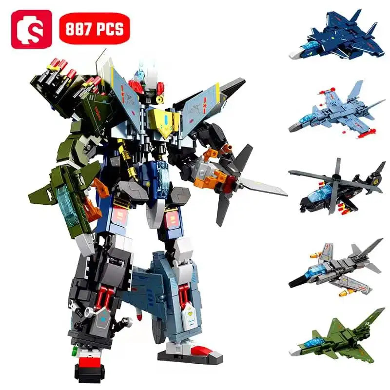 SEMBO 4in1 Transforming Mecha Robot Building Blocks Tank Aircraft Warship Model Toy Gift