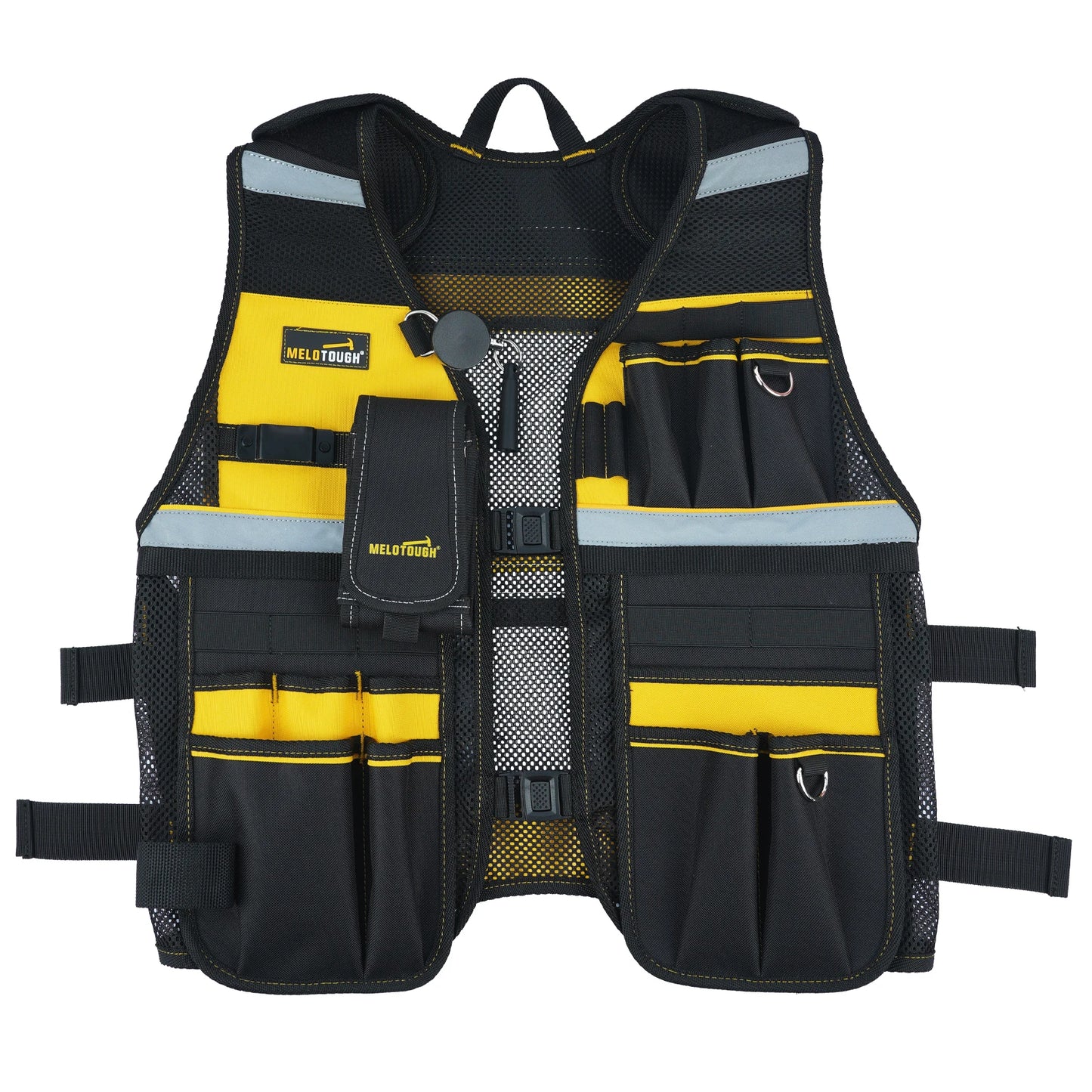 MELOTOUGH Tool Vest Reflective Safety Tool Vest with Removable Phone Holder for Electrician,Carpenter,Construction-EXPROTAS