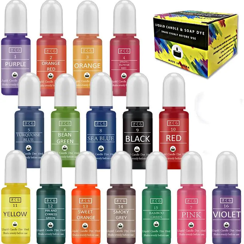 Soy Wax Candle Dye Liquid Pigments 24 Colours for Candle Making Supplies