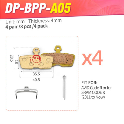 SRAM Code R RSC Avid Code All-Metal Brake Pads JSHOUBIKE Brass Powder