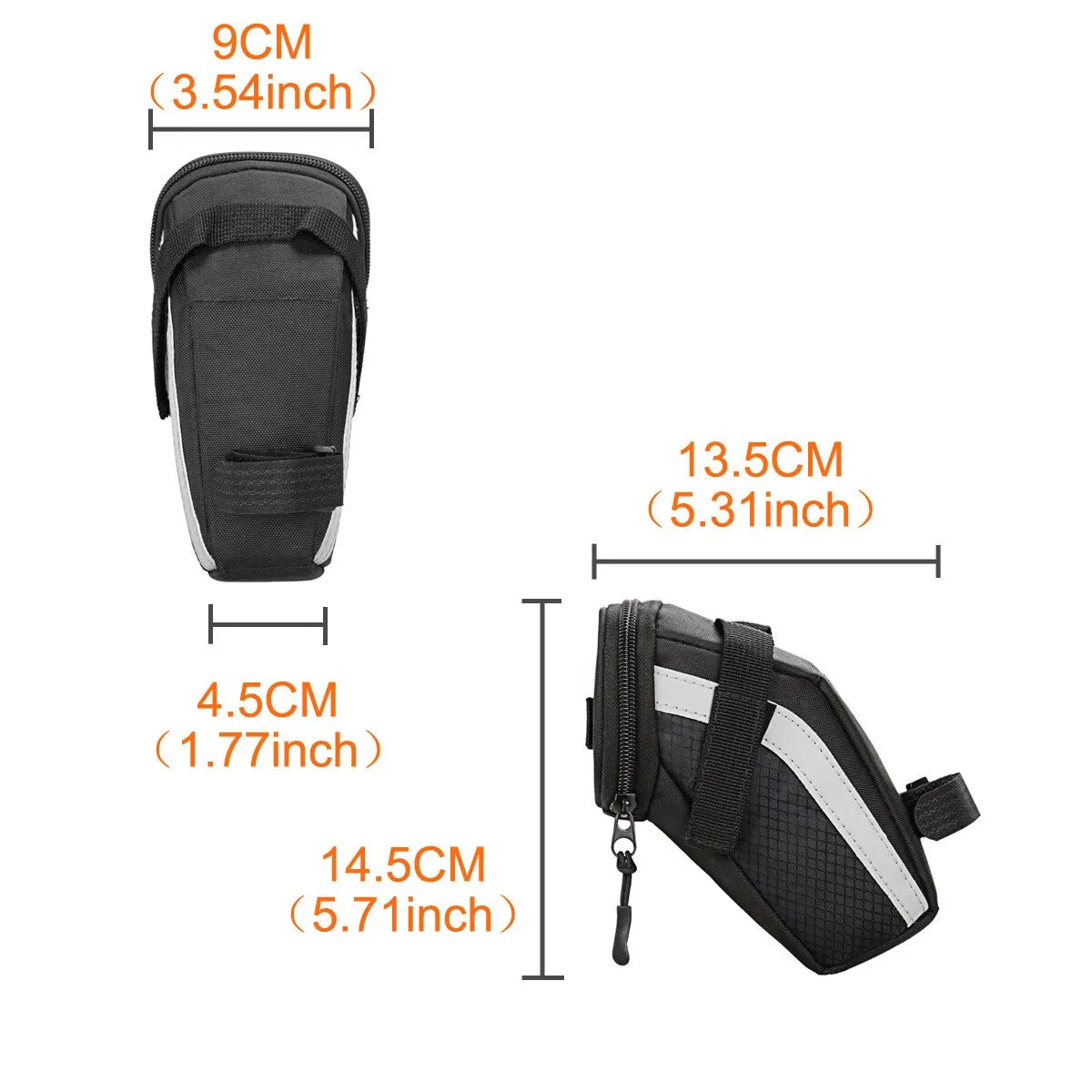 B-SOUL 1L Bike Saddle Bag Small Rear Seat Storage Pouch Tool Kit Reflective Black