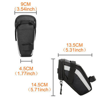 B-SOUL 1L Bike Saddle Bag Small Rear Seat Storage Pouch Tool Kit Reflective Black