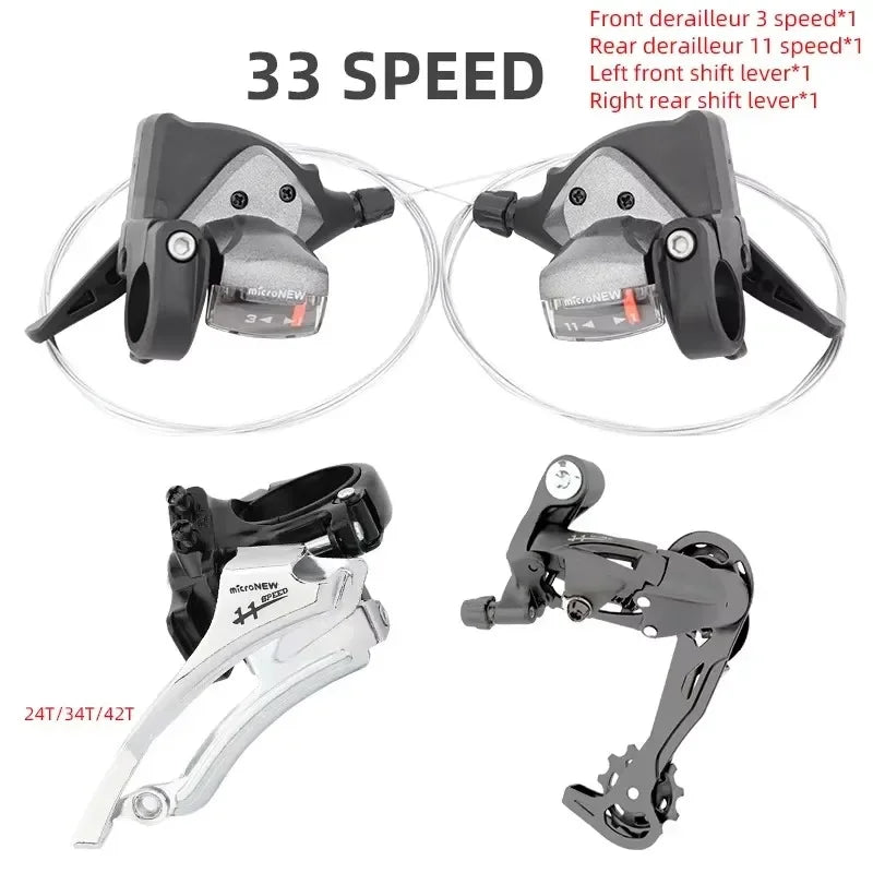 MicroNEW Mountain Bike Rear Derailleur 3x7 3x8 3x9 3x10 3x11 Speed with Internal Shift Cable MTB Bicycle Front Shifter