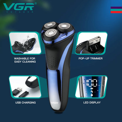 VGR Electric Shaver Men Rechargeable Cordless Beard Foil Razor Trimmer