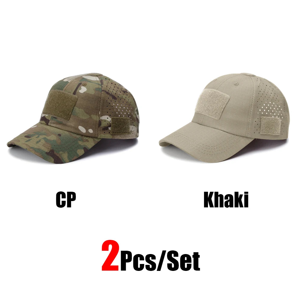 2Pcs Camouflage Baseball Cap Breathable Sun Hat Outdoor Hunting Fishing