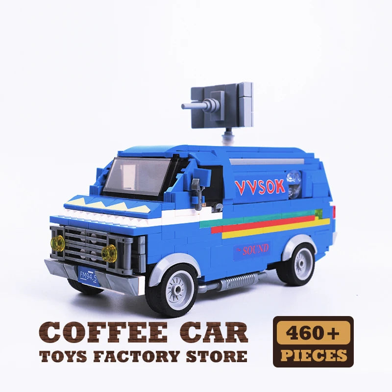 Mystery Town Sci-Fi Retro Van Building Blocks MOC City Street Vehicle Toy Set