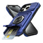 iPhone 11-16 Pro Max Ring Kickstand Wallet Case Heavy Duty Shockproof Cover