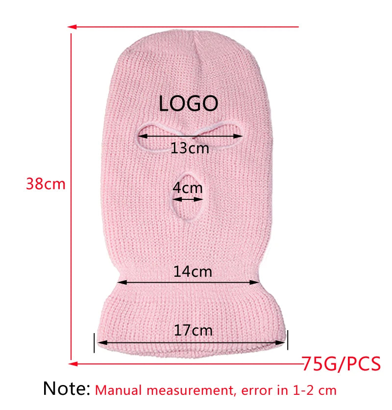 Motorcycle Windproof Full Face Knit Hats Custom SkiMask Men Warm Wool Balaclava embroidery Winter hats Knitted 3 Holes Ski Mask-EXPROTAS
