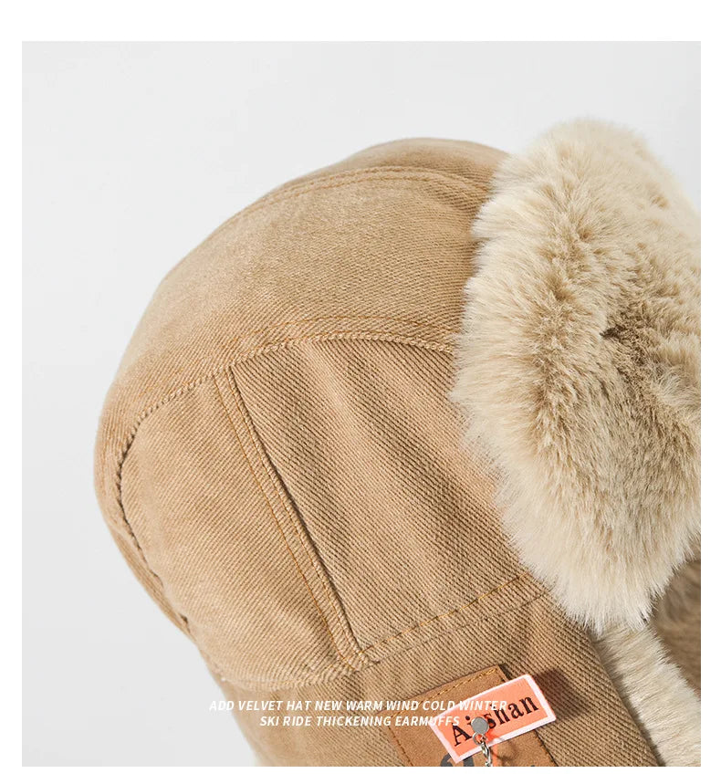 Ushanka Fur Hat Winter Cap Warm Earflap Trapper Ski Bomber Hats for Men Women