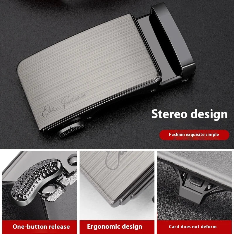 Men's Buckle Automatic Leather Belt Luxury Adjustable Business Jeans