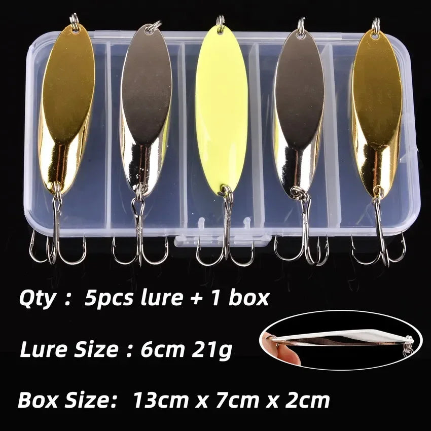 Box Treble Hooks 5PCS Gold Fishing Tackle Set with Sequins