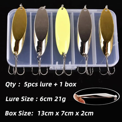 Box Treble Hooks 5PCS Gold Fishing Tackle Set with Sequins