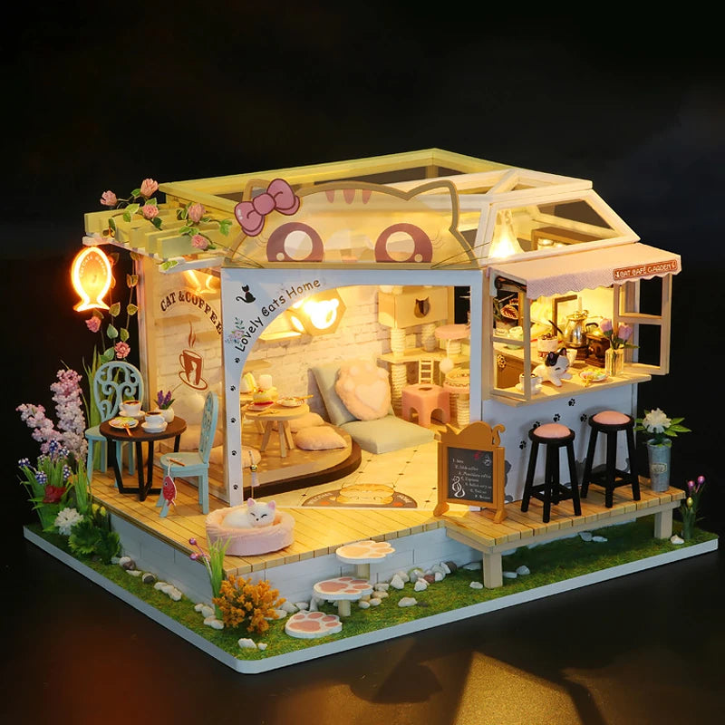 Wooden DIY Mini Dollhouse 3D Puzzle Room Kit with Furniture Birthday Gift - EXPROTAS