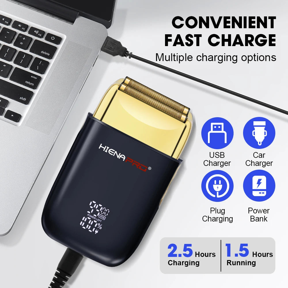 Men Electric Shaver Cordless Hair Clipper Rechargeable Hiena Razor
