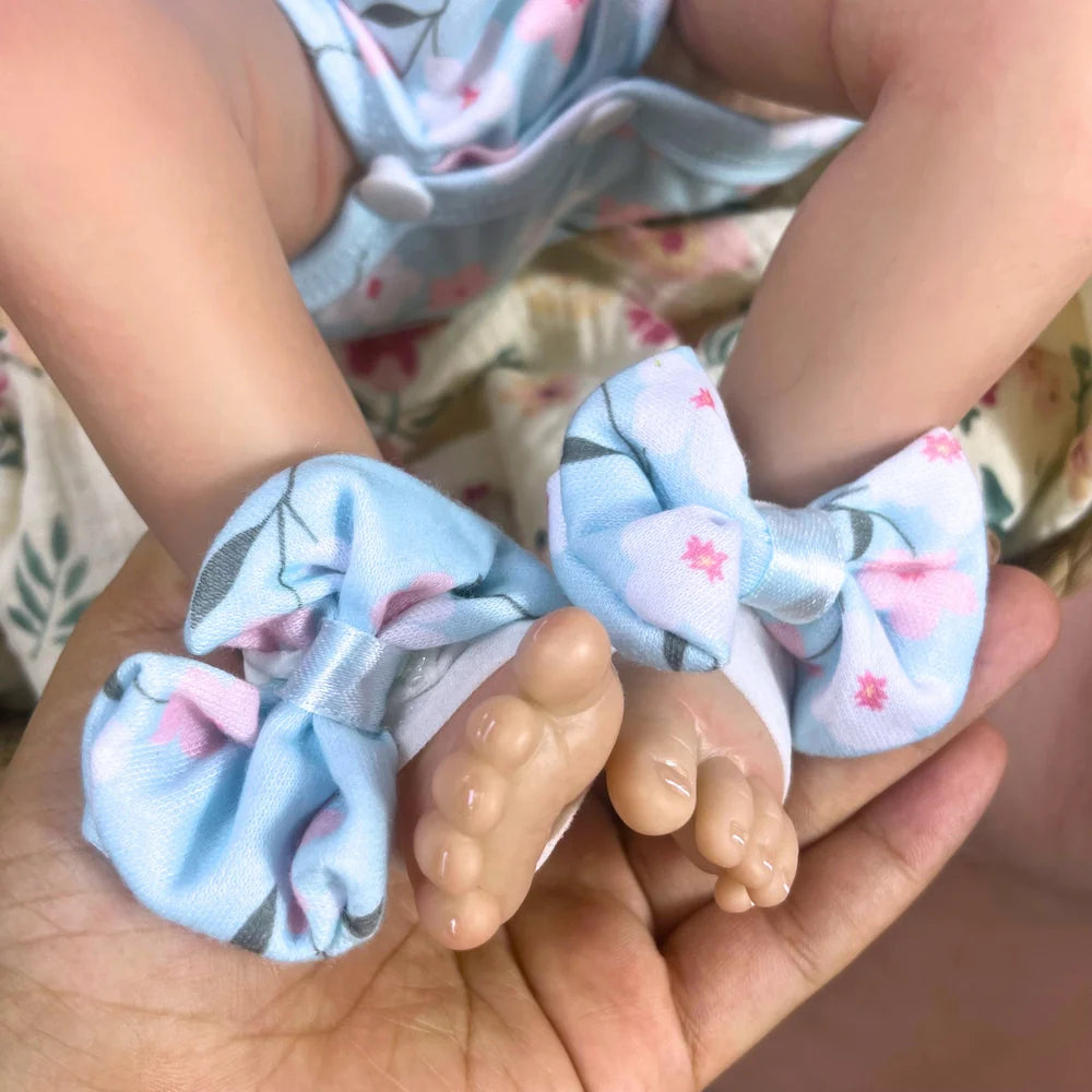 46CM Newborn Open Blue Reborn Baby Doll Felicia Soft Eyes Hand-Rooted Hair