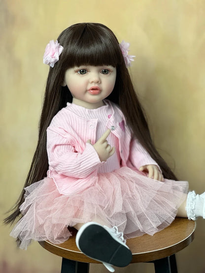 BZDOLL 55CM 22Inch Can Stand Reborn Baby Lifelike Girl Doll Full Soft Silicone Body Princess Toddler Bebe Birthday Gift-EXPROTAS