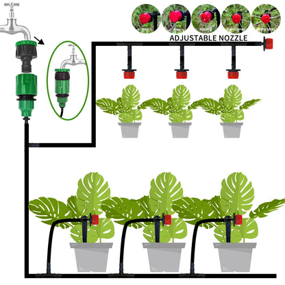 20M Garden Watering Hose Drip Irrigation System Automatic Adjustable Drippers