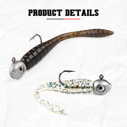 Ajing Soft Fishing Lure TPR Glow Worm Rockfish Bass Bait 20Pcs Set
