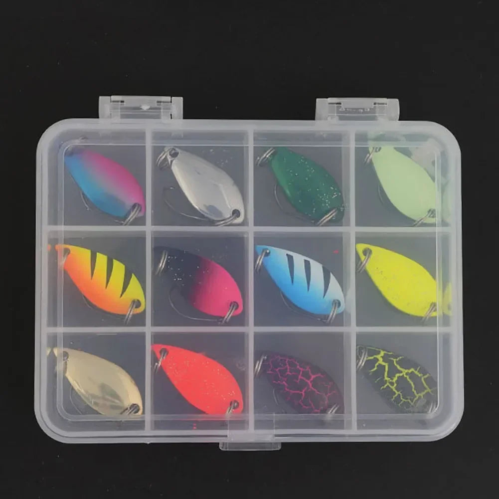 12pcs Fishing Lure Metal Spinner Bait Tackle for Bass Trout Accessories