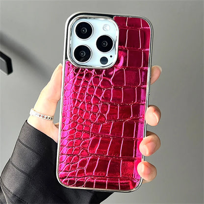 Colourful Crocodile Leather Case for iPhone 11-17 Air Pro Max Plus Shockproof