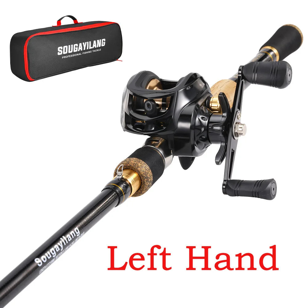 Telescopic Baitcasting Rod Reel Set Sougayilang 1.6-2.1m Fishing Bag Kit
