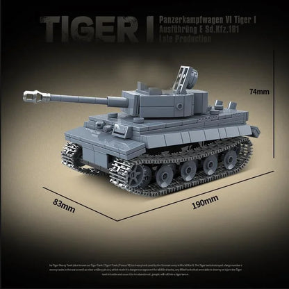 WW2 German Tiger I Tank Building Blocks Military Toy Set for Kids