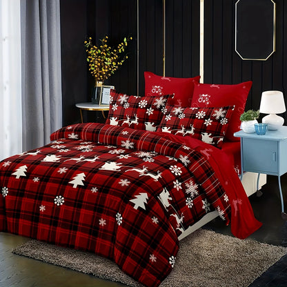 3-Piece Christmas Duvet Cover Set Reversible Bedding Quilt Double King Size