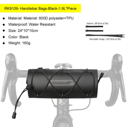 Rhinowalk 1.9L Waterproof Handlebar Bag Front Tube Road Cycling Bike Pannier Pack