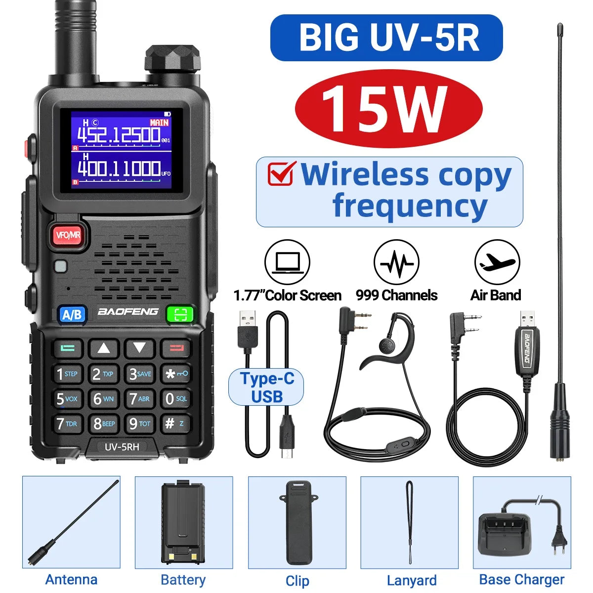 Baofeng UV 5RH 10W Walkie Talkie Long Range Air Band Ham Radio