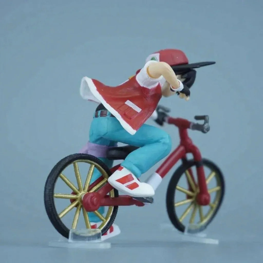 6cm Ash Ketchum Biking Figure Red PVC Action Mini Model Collectible Gift