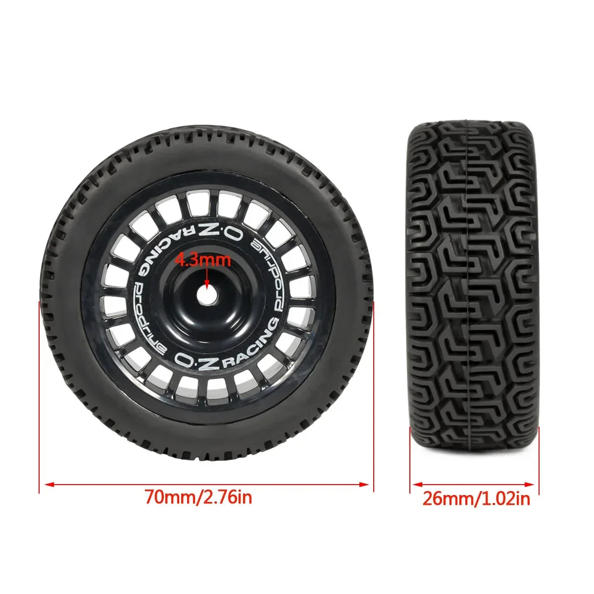 4PCS RC Rally Tires w/ 12mm Hex for Tamiya TT02 TT01 XV01 WR8 PTG-2