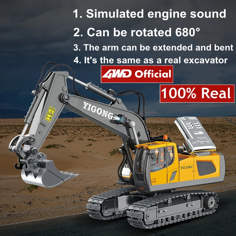 4WD RC Remote Control Excavator Truck Crawler Bulldozer Toy Vehicle