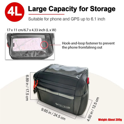 Bicycle Handlebar Bag Insulated 4.5L Storage Bike Accessory Panniers