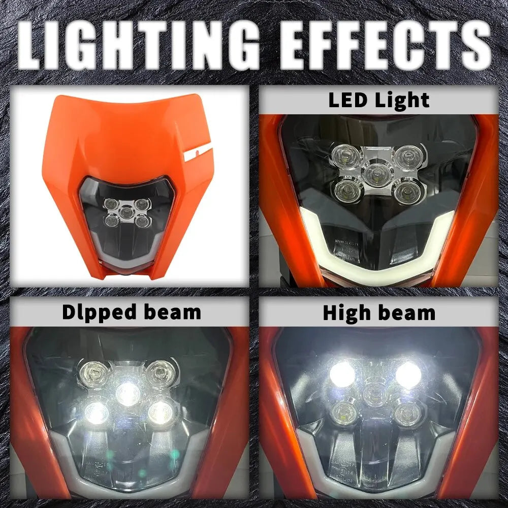 For KTM EXC Headlight Plate Motorcycle Led Headlights Supermoto Enduro Universal 2007 2020 XC SX MX Dirt Bike Motocross Headlamp-EXPROTAS