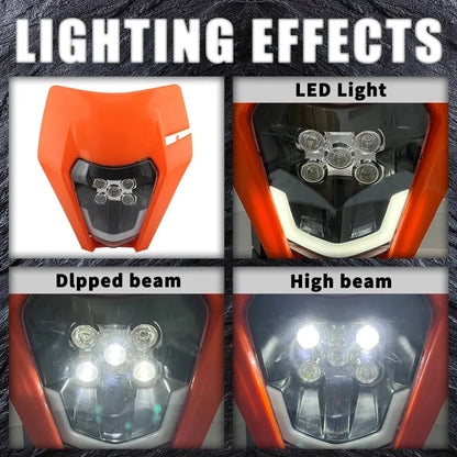 For KTM EXC Headlight Plate Motorcycle Led Headlights Supermoto Enduro Universal 2007 2020 XC SX MX Dirt Bike Motocross Headlamp-EXPROTAS