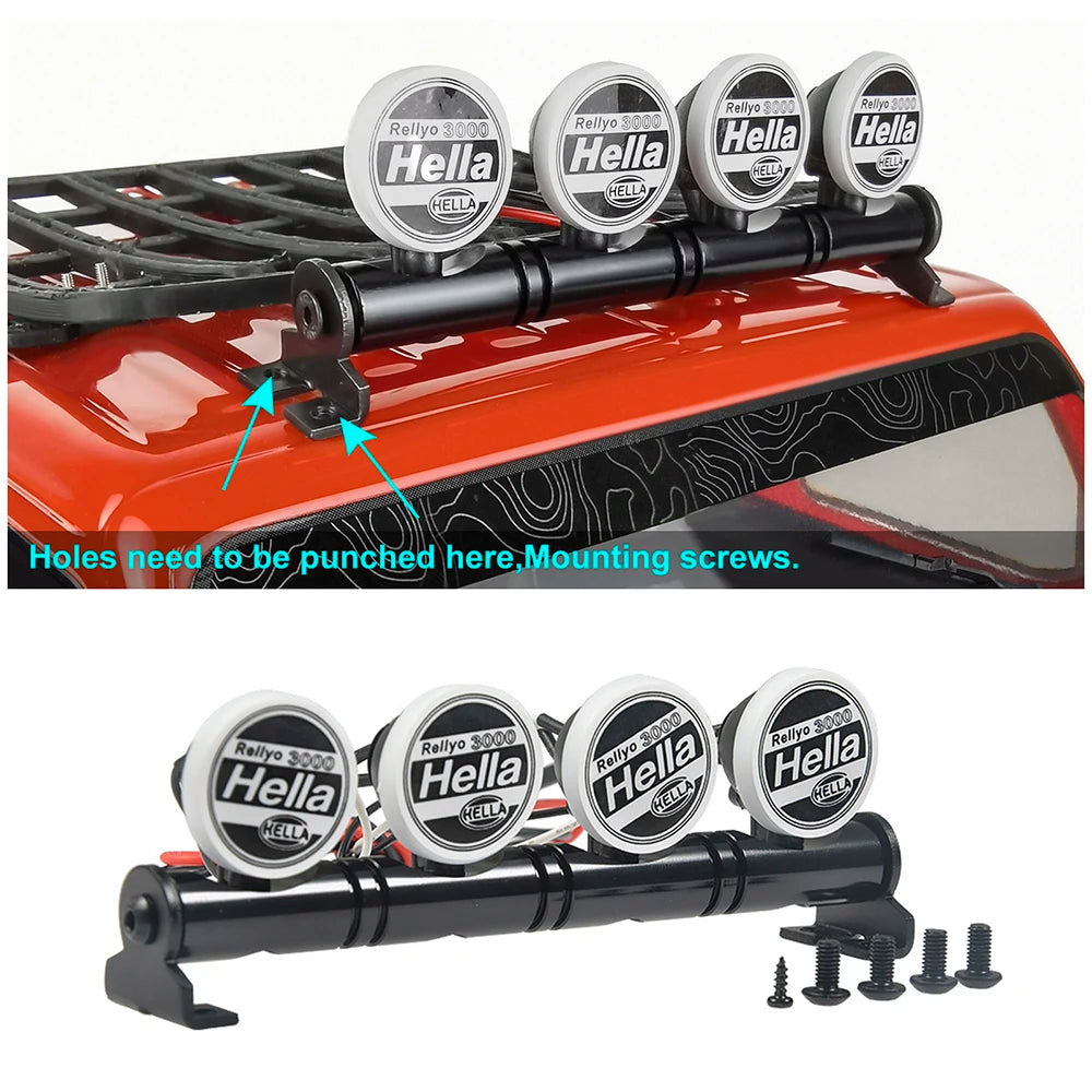 LED Light Roof Lamp Bar for 1/10 RC Crawler TRX4 SCX10 D90 Axial 6V