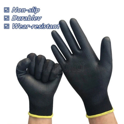 10-50 Pairs Safety Work Gloves PU Coated Nylon Gardening Builders Grip