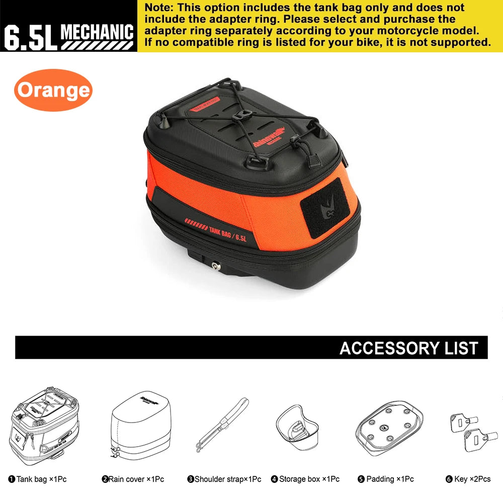 Rhinowalk 6.5L Magnetic Motorcycle Tank Bag Quick Release Rain Cover Universal