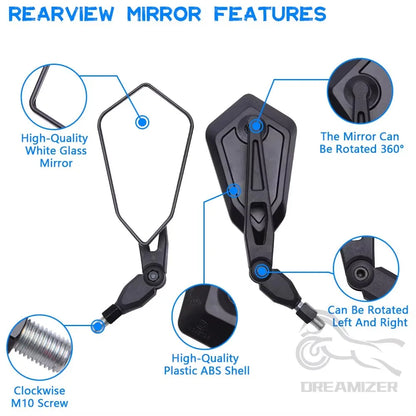 Motorcycle Rearview Mirror for Spiegel Paar Honda Yamaha Kawasaki Maverick Booster M10 Enduro KTM Suzuki-EXPROTAS