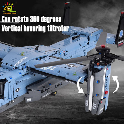 1389PCS Building Block V-22 Tiltrotor Helicopter Model Toy Set