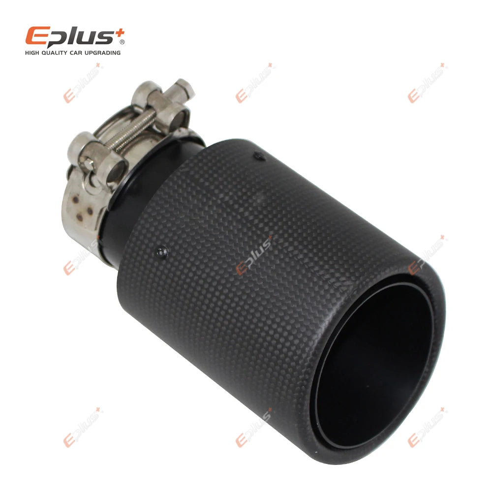 Matte Carbon Fiber Exhaust Tip Black Stainless Crimped Universal Muffler