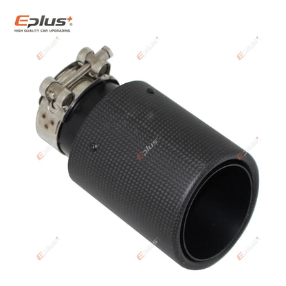 Matte Carbon Fiber Exhaust Tip Black Stainless Crimped Universal Muffler