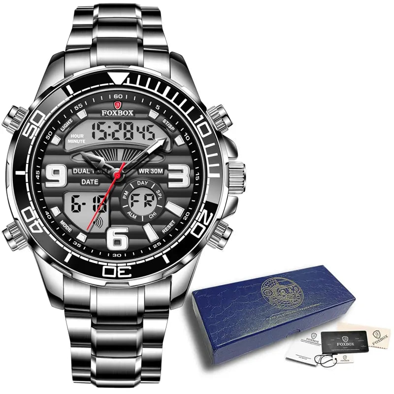 2024 Top Brand Luxury Digital Mens Watches Top Luxury Sport Quartz Wristwatch For Men All Steel Military Waterproof Clock+Box-EXPROTAS