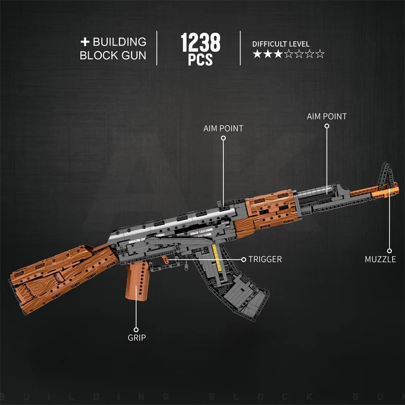 AK47 Assault Rifle Model Building Blocks Military Army Weapon Shootable Imitation Gun Bricks Children’s Holiday Gifts DIY Toys-EXPROTAS