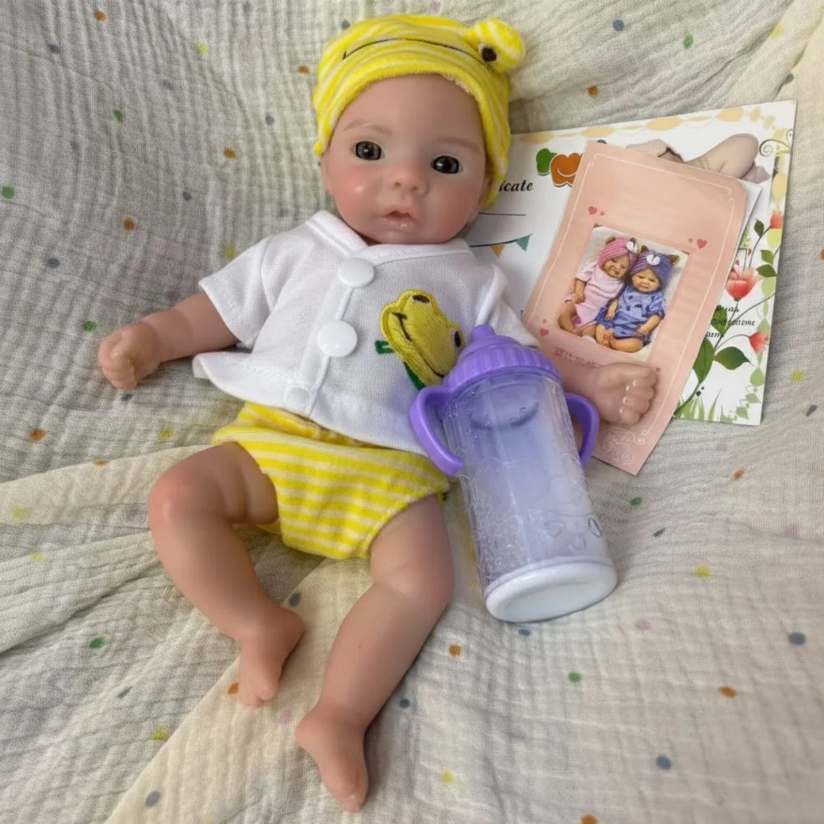 AnjoDoll 10 Inch Silicone Reborn Girl Doll Open Mouth Waterproof Painted Soft