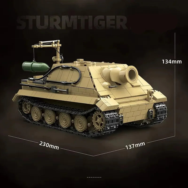 1394pcs WW2 German Sturmtiger Tank Building Blocks Military Brick Model Set